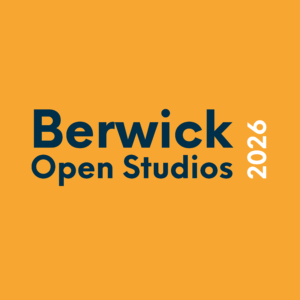 Berwick Open Studios logo in blue text on a yellow backgroun